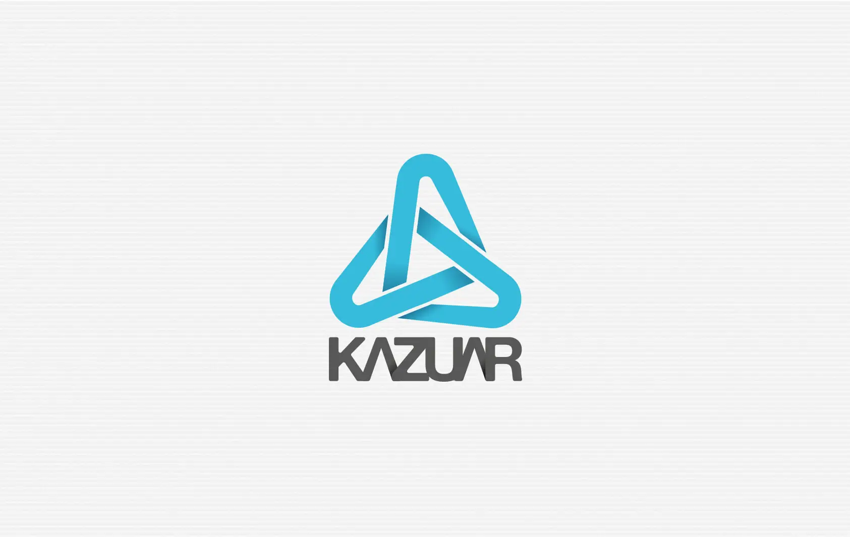 לוגו KAZUAR עם אייקון משולש תכלת ושם החברה באפור