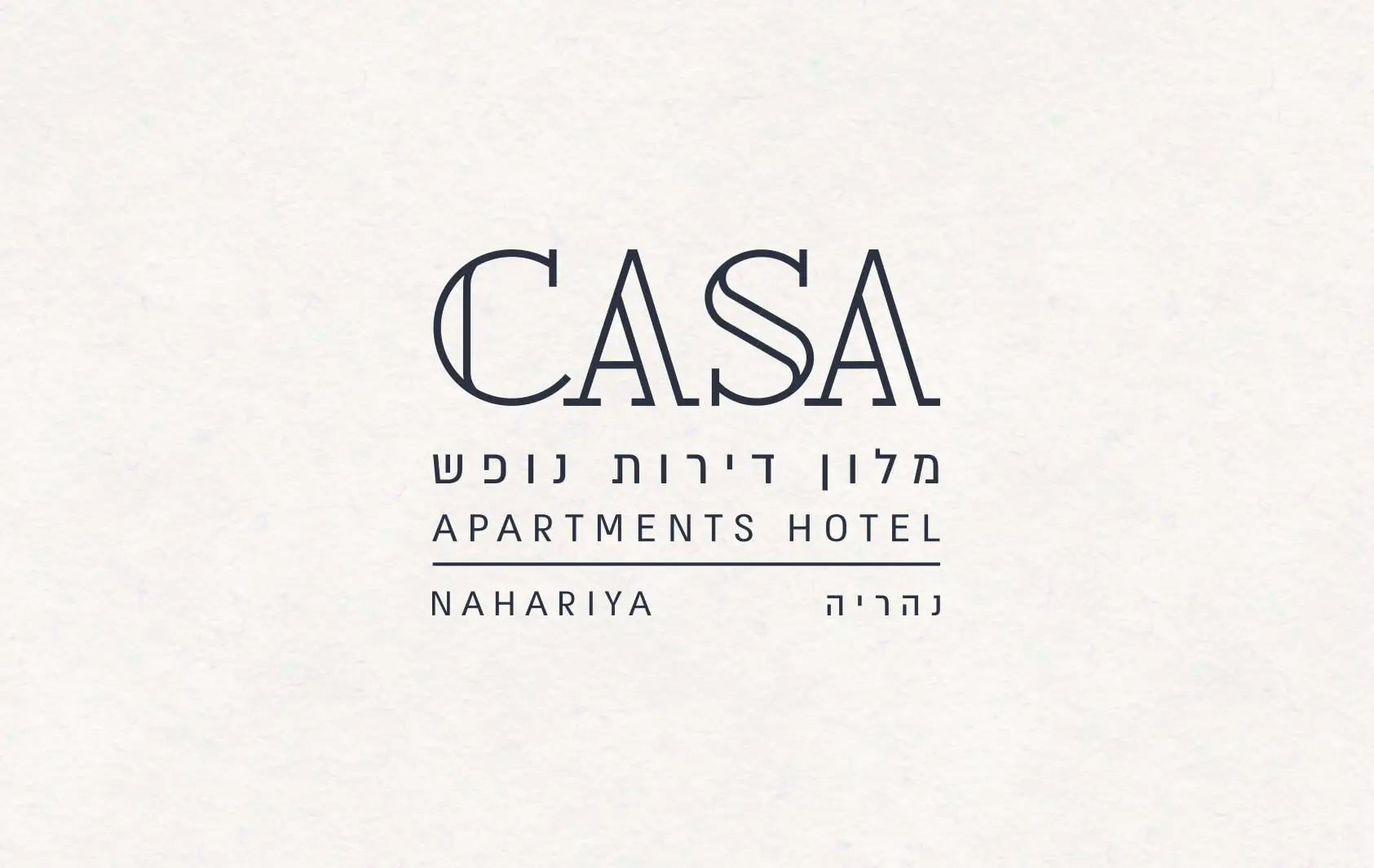 לוגו CASA מלון דירות נופש Apartments Hotel נהריה בעיצוב טיפוגרפי שחור