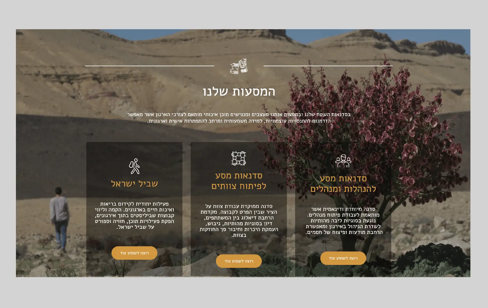 אתר תדמית וורדפרס בעיצוב חווייתי ומזמין עבור סיורי בוטיק וטיולים מודרכים