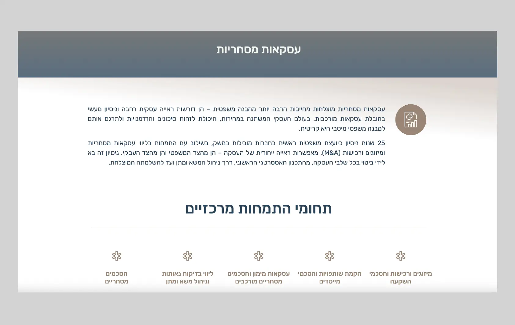 עיצוב עמוד צוות, שותפים ועורכי דין באתר אינטרנט עסקי תדמיתי