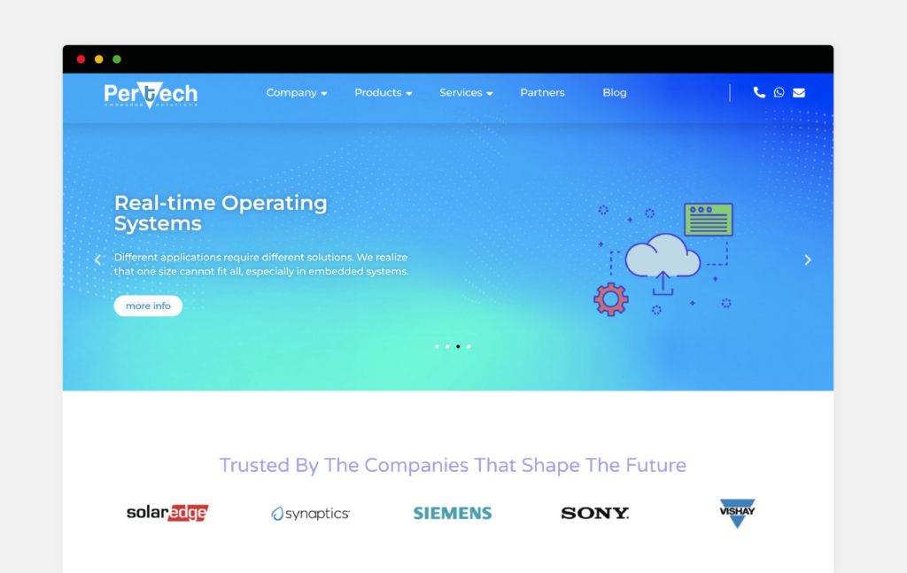 Pertech – עיצוב ובניית אתר פרימיום לחברת הייטק ופתרונות Embedded